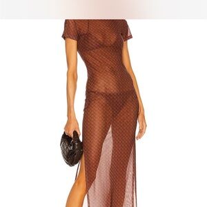 Miaou Brown Sheer Maxi Dress